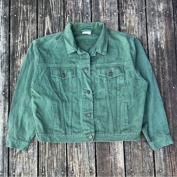 Y2K Women’s Green Denim Cropped Jacket - Picture 1 of 3